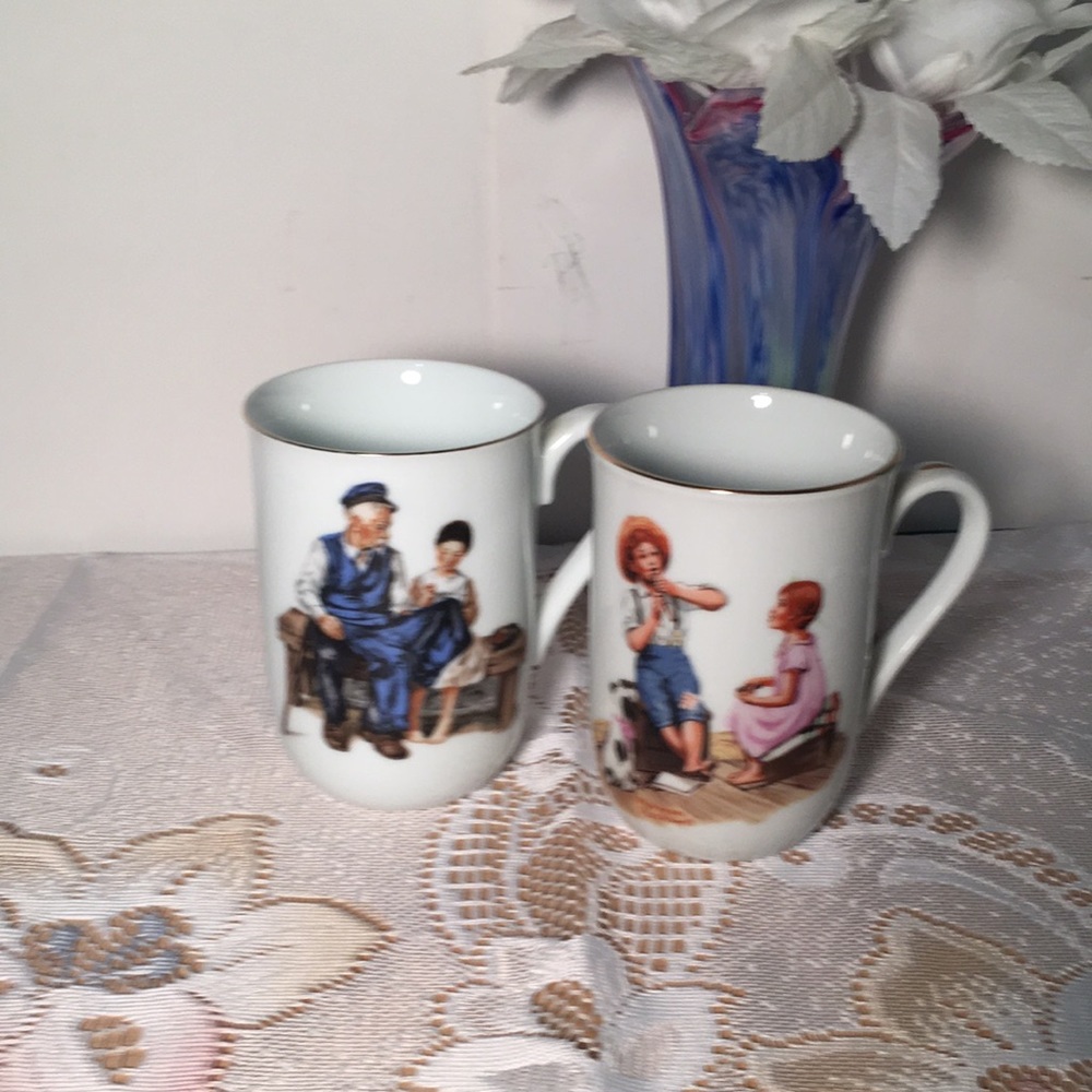Set of two Norman Rockwell mugs 1982 and 1986